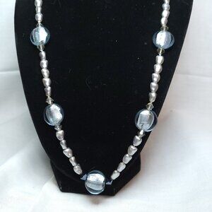 Faux Pearl and Glass Necklace